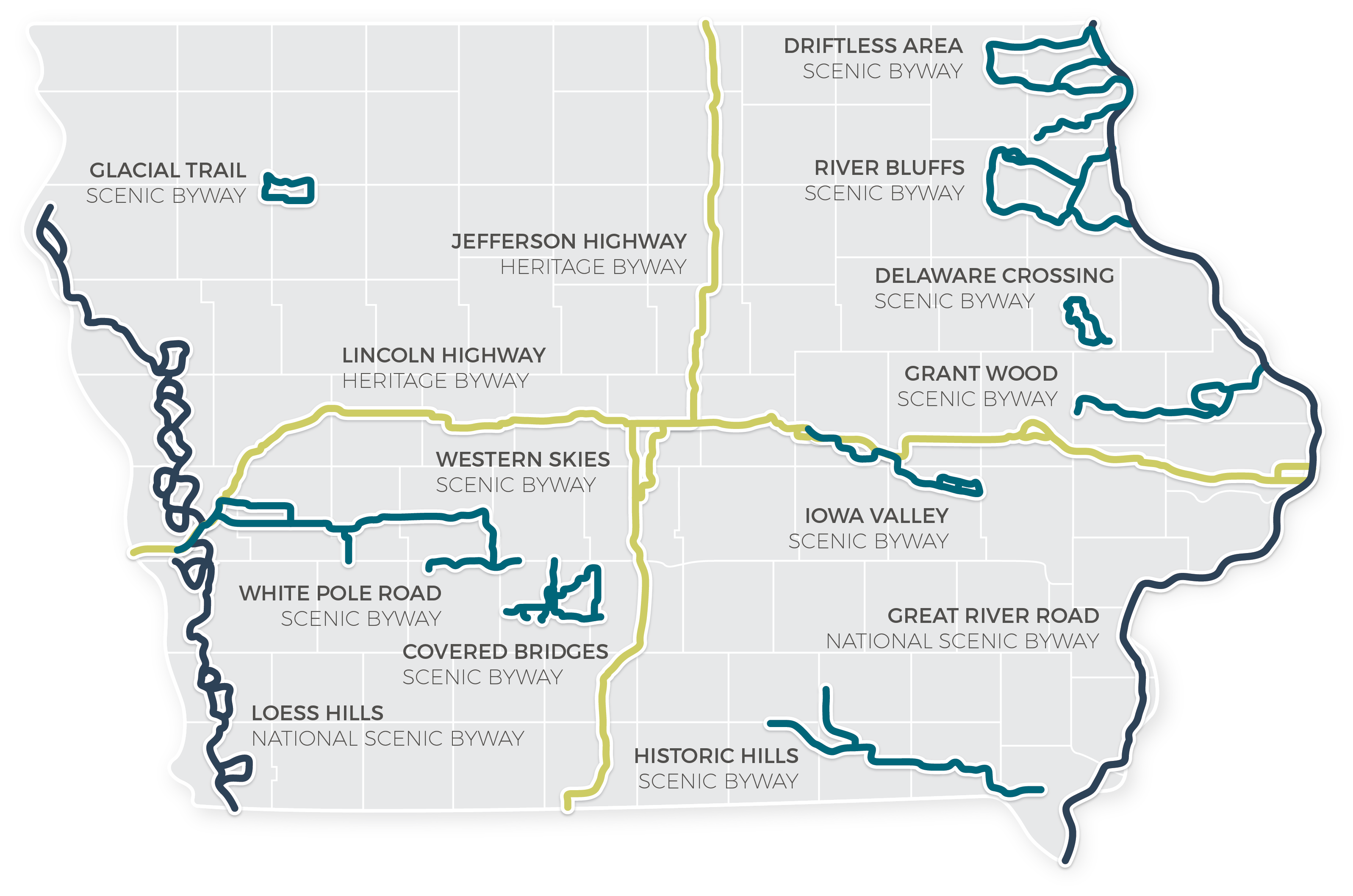 IA Byways Map Byways Of Iowa Foundation